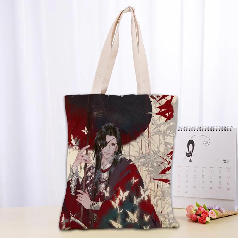 Custom Tian Guan Ci Fu Anime Shopping Bags 30x35cm Tote Bag Reusable Handbag Shoulder Cloth Pouch Foldable