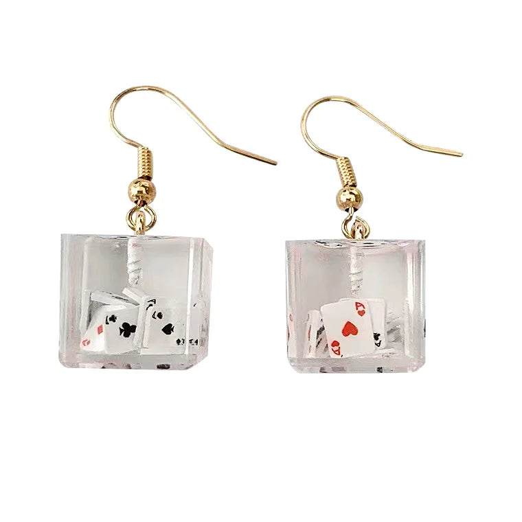 Three-Dimensional Square Dice Earrings