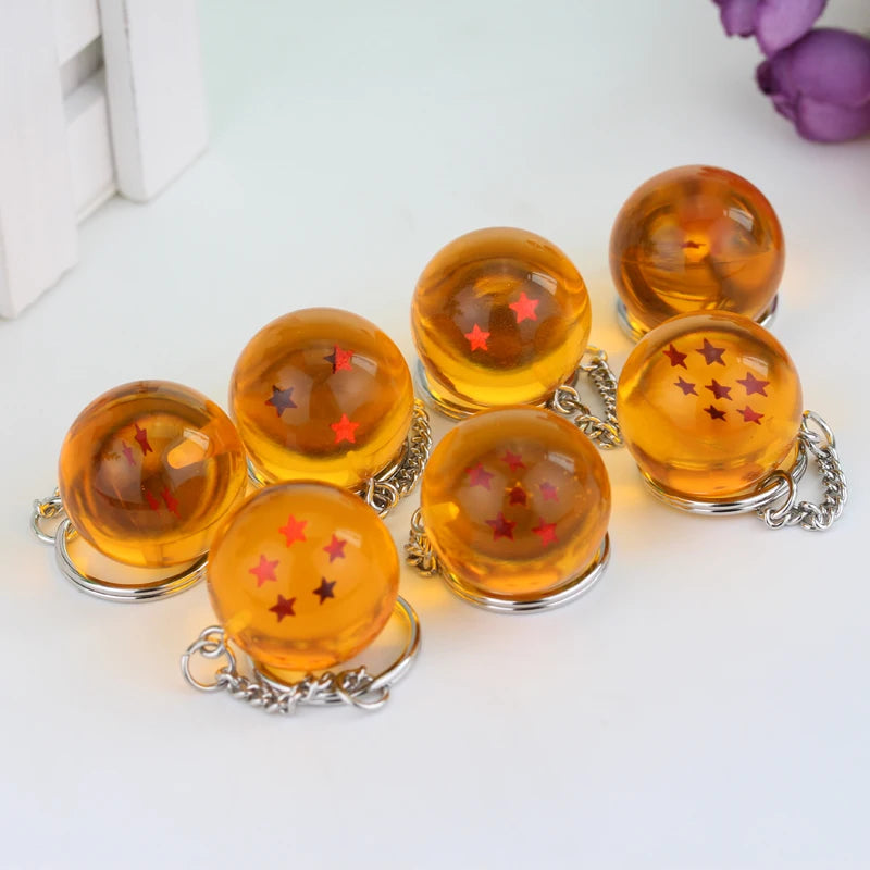 Anime Dragon 1-7 Stars Balls Keychain Charms Gokus Bead Pendant Key Chains Car Keyring