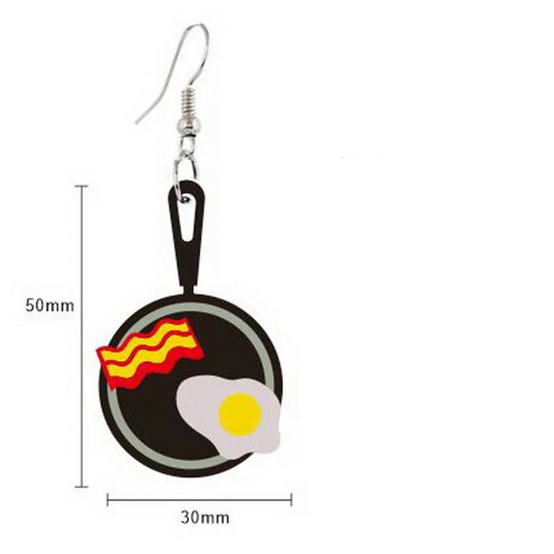 Frying Pan Bacon and Egg Earrings