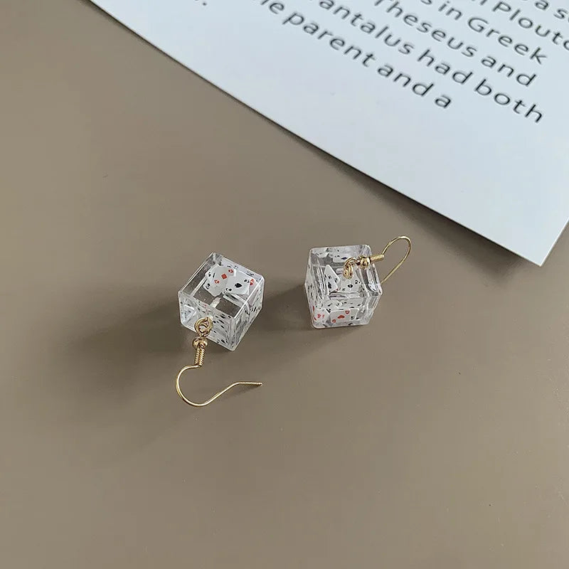 Three-Dimensional Square Dice Earrings