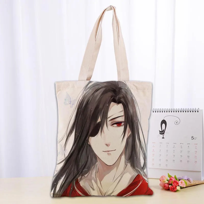 Custom Tian Guan Ci Fu Anime Shopping Bags 30x35cm Tote Bag Reusable Handbag Shoulder Cloth Pouch Foldable