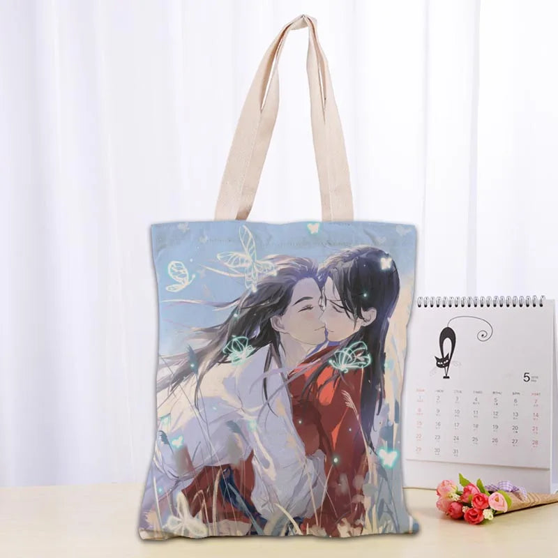 Custom Tian Guan Ci Fu Anime Shopping Bags 30x35cm Tote Bag Reusable Handbag Shoulder Cloth Pouch Foldable