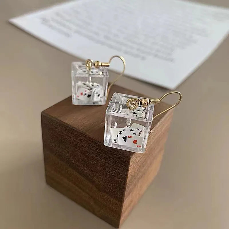 Three-Dimensional Square Dice Earrings