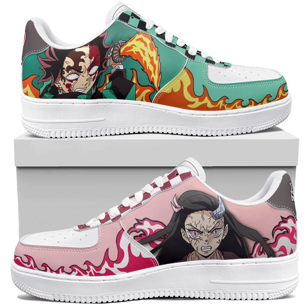 One Piece Low-Top PU Sneakers  Anime Graphic Shoes for Men & Women with Lace-Up Design