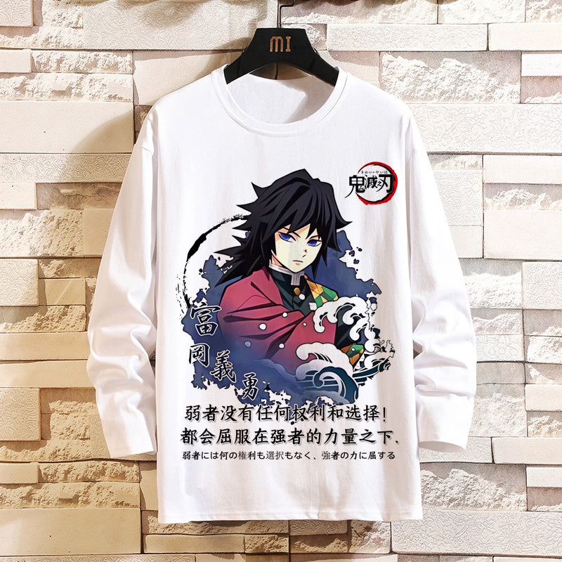 Demon Slayer Blade Anime 2D Long-Sleeved T-Shirt Mens and Womens Trend Print Top Clothes Mouth Hei Inosuke Perimeter Autumn Wear
