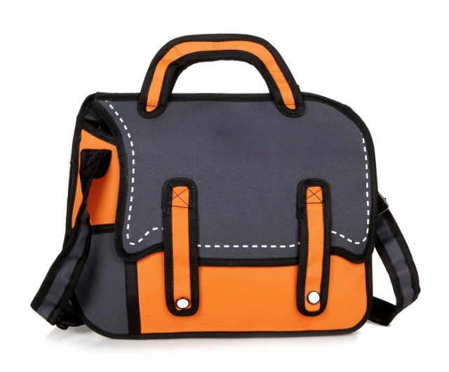 2D Cartoon Crossbody Bag  Cute Stereoscopic Anime-Style Satchel