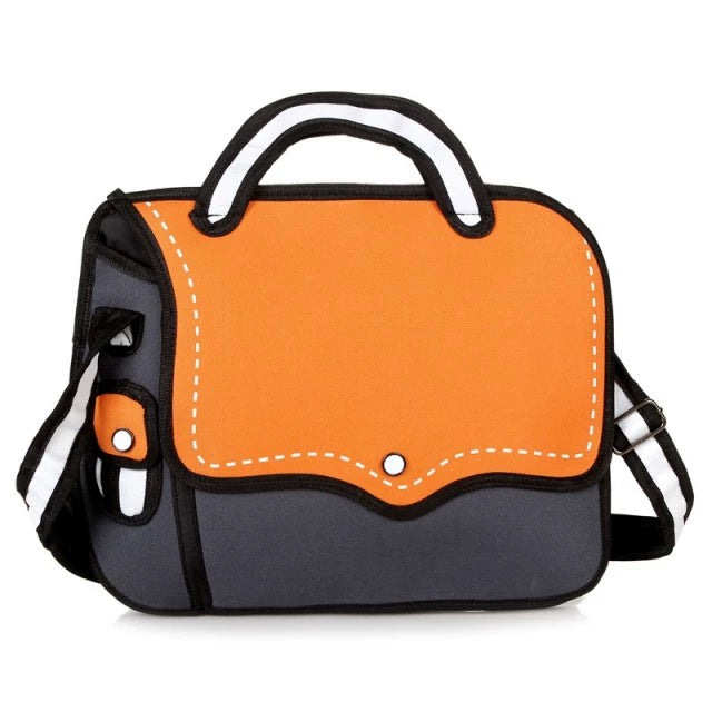 2D Cartoon Crossbody Bag  Cute Stereoscopic Anime-Style Satchel