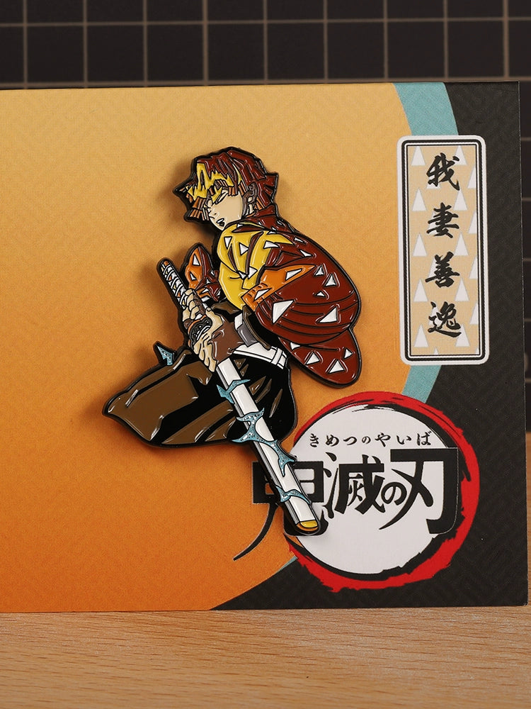 Zenitsu Agatsuma Metal Brooch  FooLii Fu Ghost Blade Pin Anime Accessory