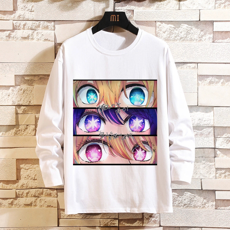 I Pushed the Kids Anime Peripheral Hoshino Ai Long-Sleeved T-Shirt with Magana Two-Dimensional Men and Women Autumn Clothes