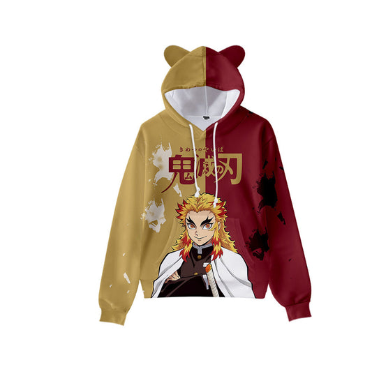 Popular Japanese comics Demon Slayer Blade series with cat ears 3D sweatshirt cos anime set casual hooded couple