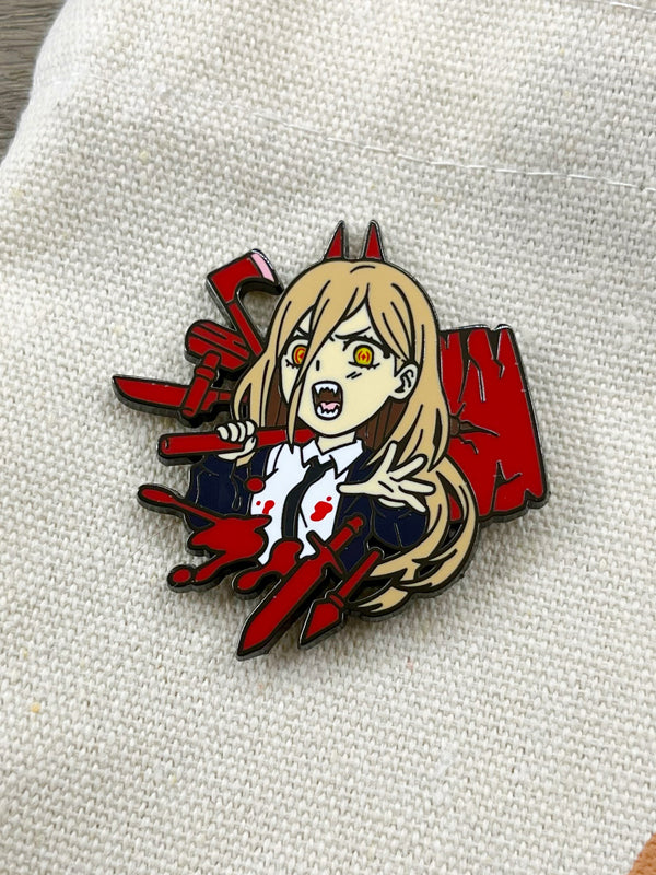 Chainsaw Man Character Brooch Set  Power, Aki Hayakawa & Squad Metal Pins Badge for Bag Decoration & Collection