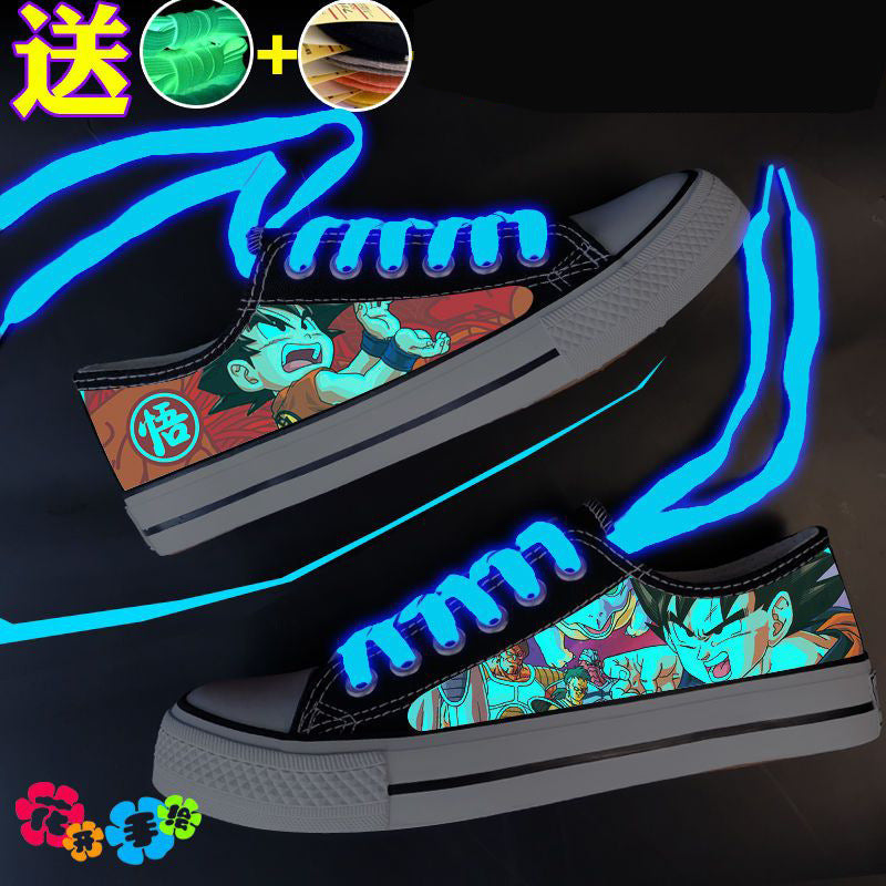 Naruto & One Piece Luminous Canvas Shoes  Anime Low-Tops for Boys, Students & Streetwear Fans