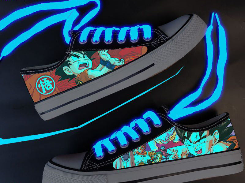 Naruto & One Piece Luminous Canvas Shoes  Anime Low-Tops for Boys, Students & Streetwear Fans