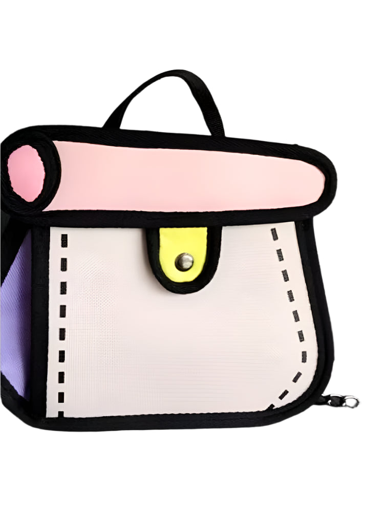 Jump From Paper 2D Cartoon Crossbody Bag  2024 Cake Contrast Canvas Chain Purse