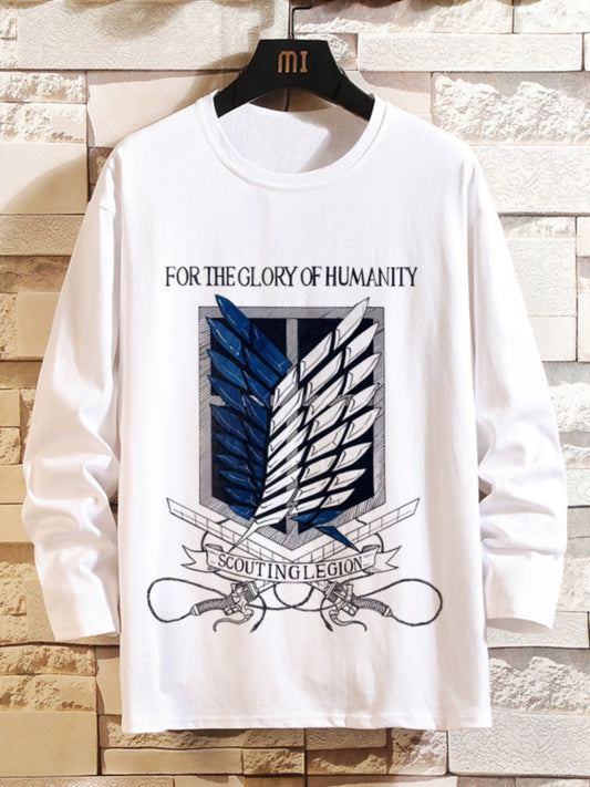 Attack on Titan Clothes Wings of Liberty Long-Sleeved T-Shirt Two-Dimensional Anime Peripheral Japanese Mens Base Shirt Autumn Outfit