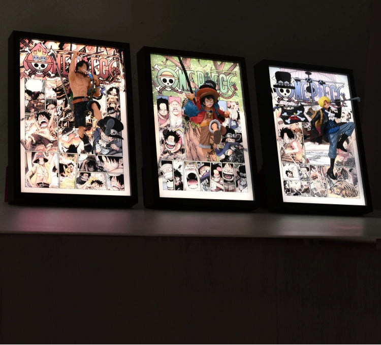 One Piece Trio Burst 3D Art  Luffy, Ace & Sabo Brotherhood Wall Decor