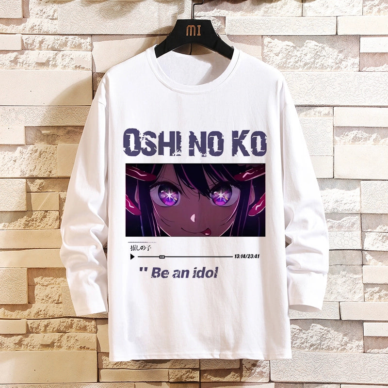 I Pushed the Kids Anime Peripheral Hoshino Ai Long-Sleeved T-Shirt with Magana Two-Dimensional Men and Women Autumn Clothes
