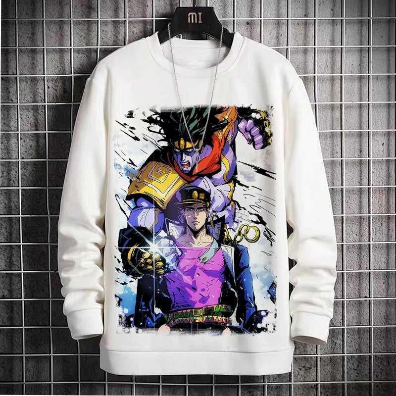 New Sweatshirt Male JOJO'S Bizarre Adventure Two-Dimensional Anime Round Neck Fleece Dress Casual Print Shirt Autumn and Winter