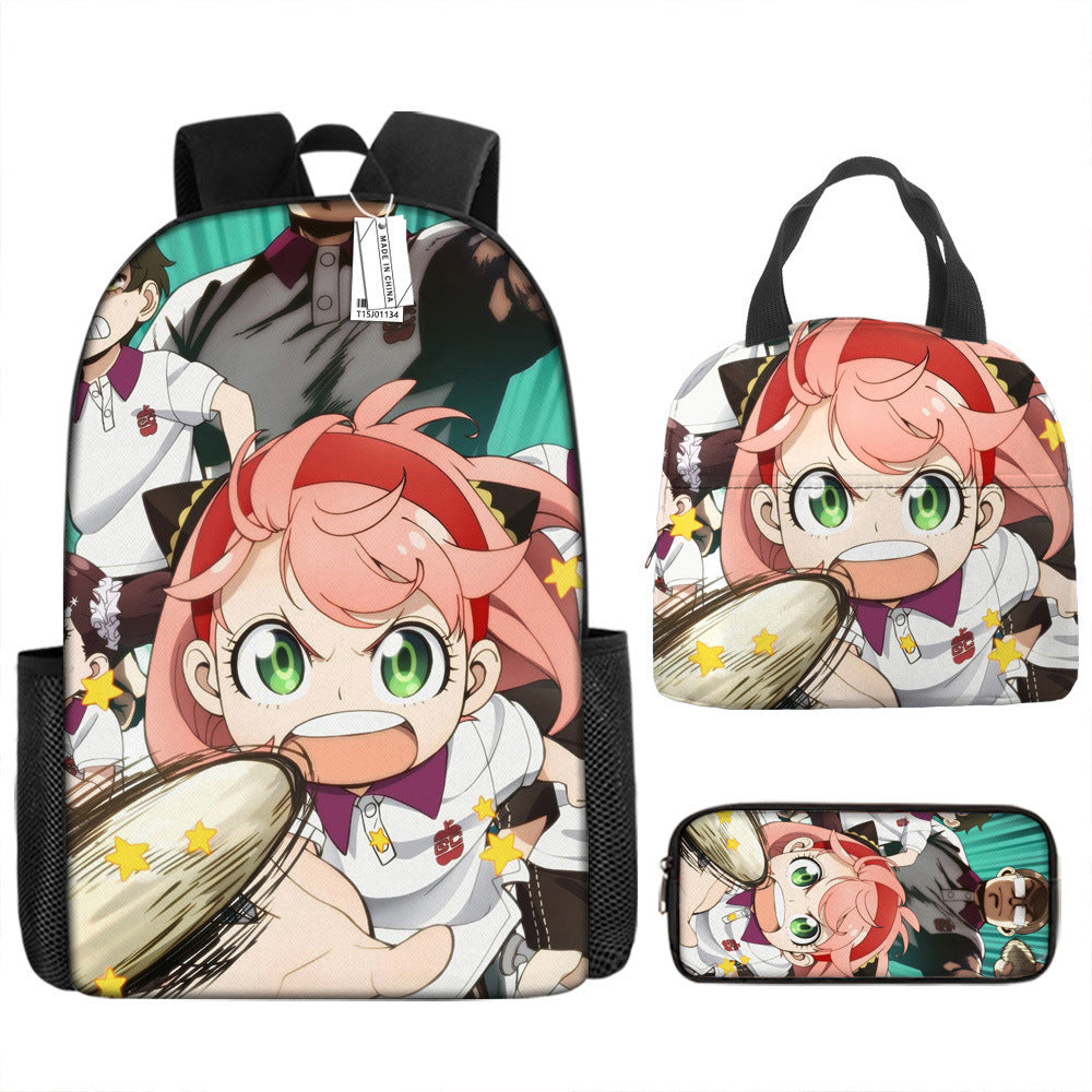Spy Playhouse Full-Print Anime Backpack + Lunch Bag Set for Kids