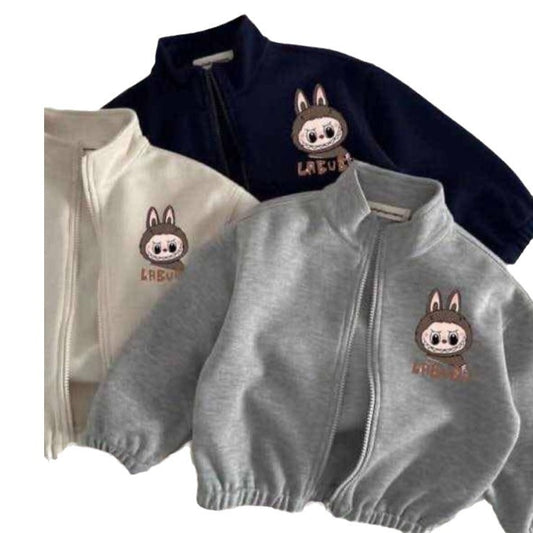 Cross-border children's jacket 2025 fall boys and girls cartoon cute labubu stand-up collar jacket with a zipper sweatshirt