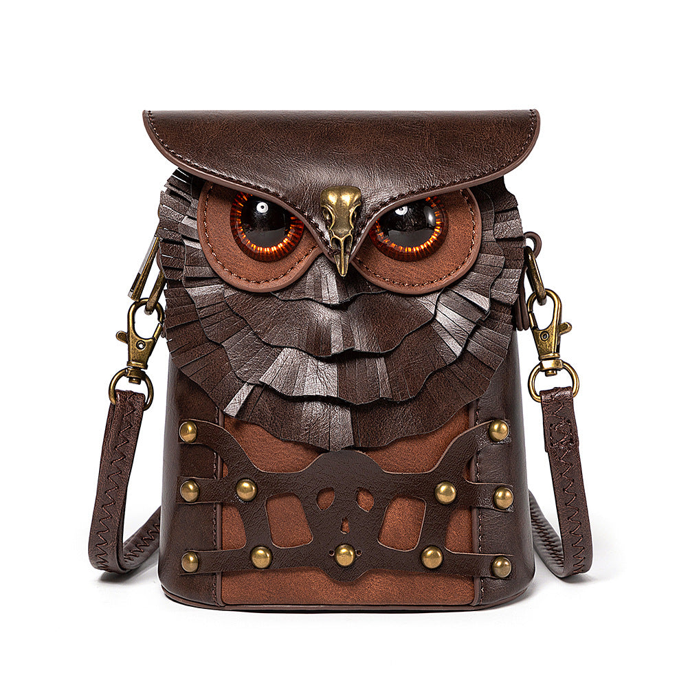 Medieval steampunk women's shoulder crossbody bag creative owl MINI coin purse shoulder bag
