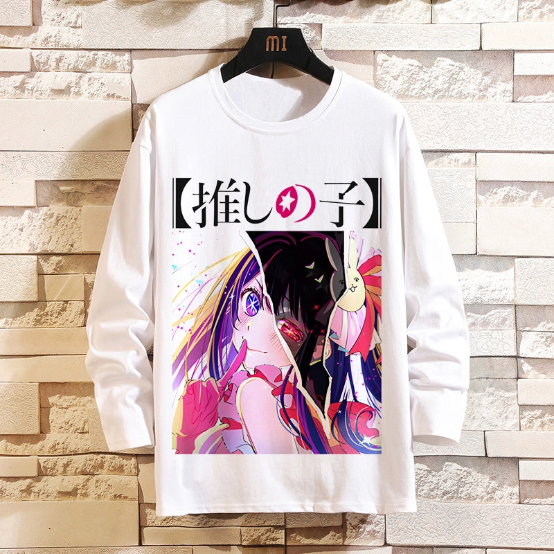 I Pushed the Kids Anime Peripheral Hoshino Ai Long-Sleeved T-Shirt with Magana Two-Dimensional Men and Women Autumn Clothes
