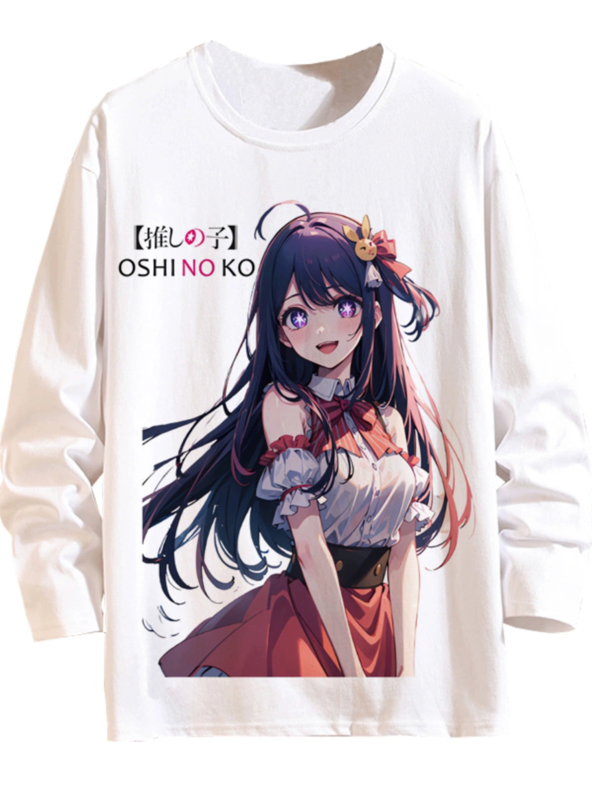 I Pushed the Kids Anime Peripheral Hoshino Ai Long-Sleeved T-Shirt with Magana Two-Dimensional Men and Women Autumn Clothes