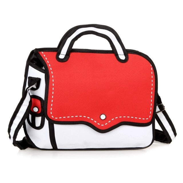 2D Cartoon Crossbody Bag  Cute Stereoscopic Anime-Style Satchel