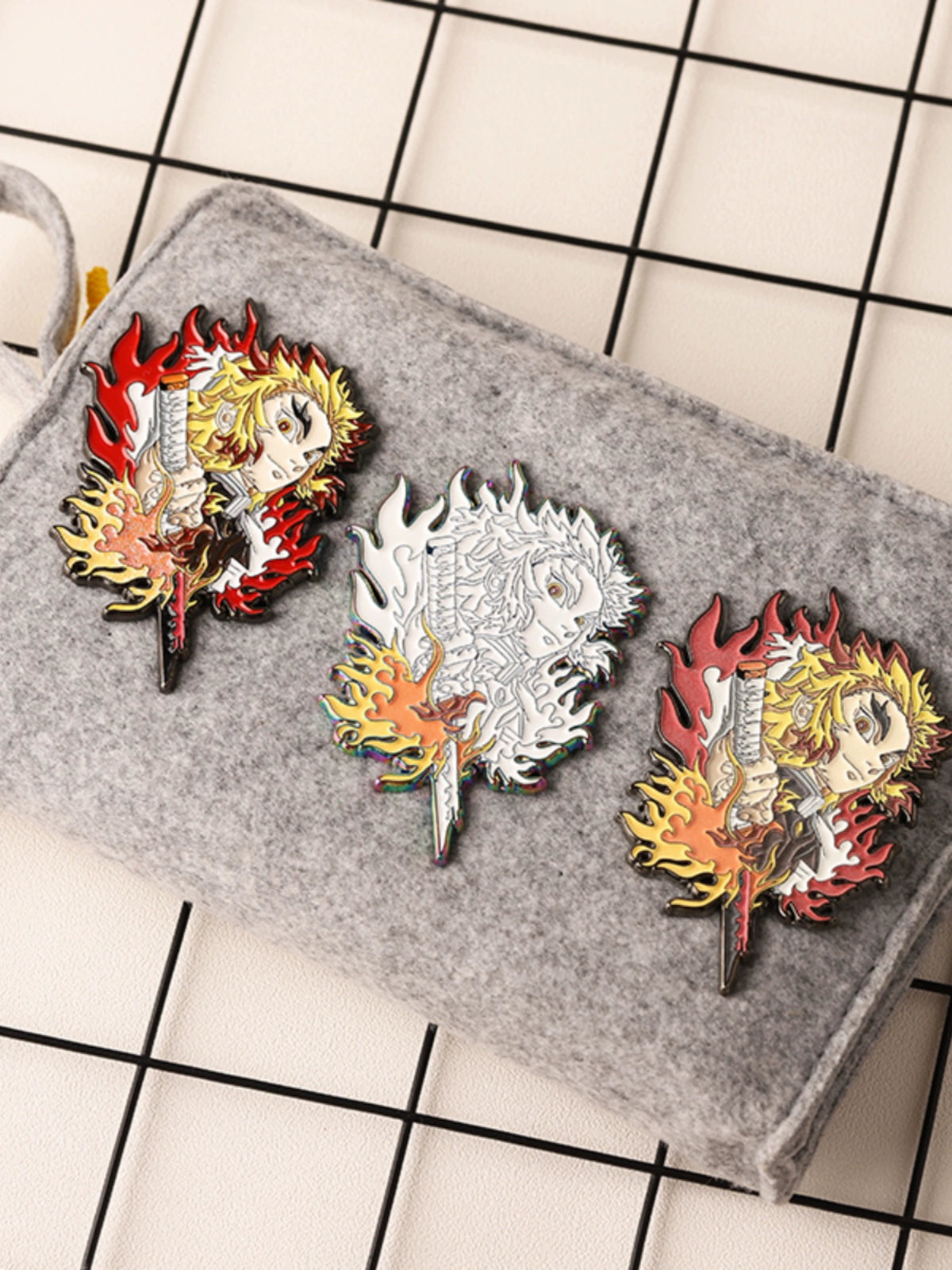 Kyojuro Rengoku Killing Flame Metal Brooch  Demon Slayer Badge by FooLii Fu