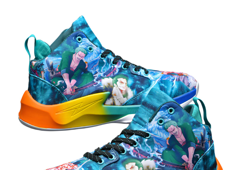 One Piece Basketball Shoes  Mens Breathable Anti-Slip Anime Combat Sneakers