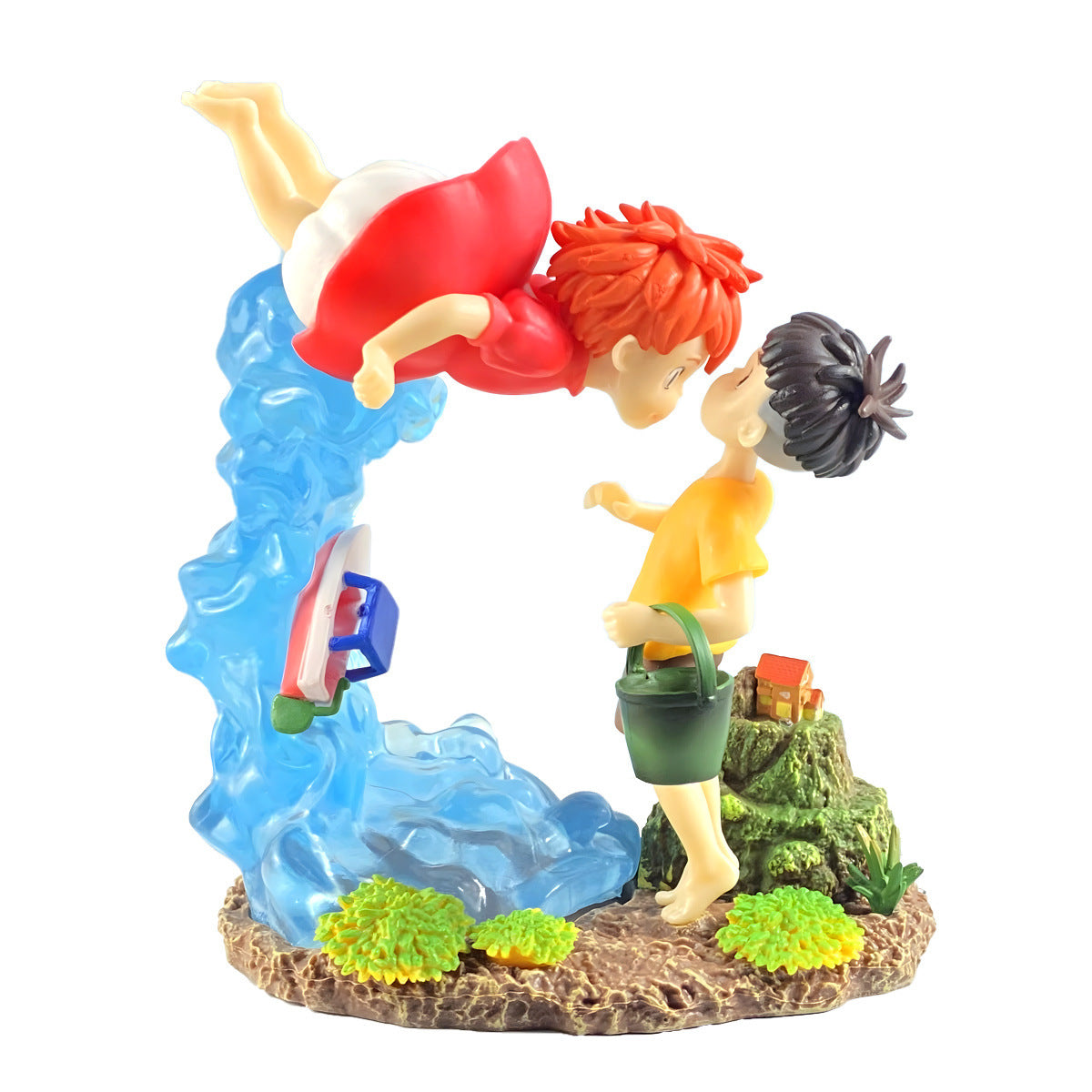 Ponyo & Sousuke Scene Figure  Cliffside Goldfish Magic Anime Ornament