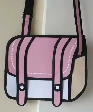 2D Cartoon Crossbody Bag  Cute Stereoscopic Anime-Style Satchel