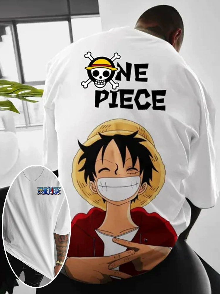 Luffy & Zoro Heavyweight Anime T-Shirt  Loose Fit Cotton Tee for Men & Women