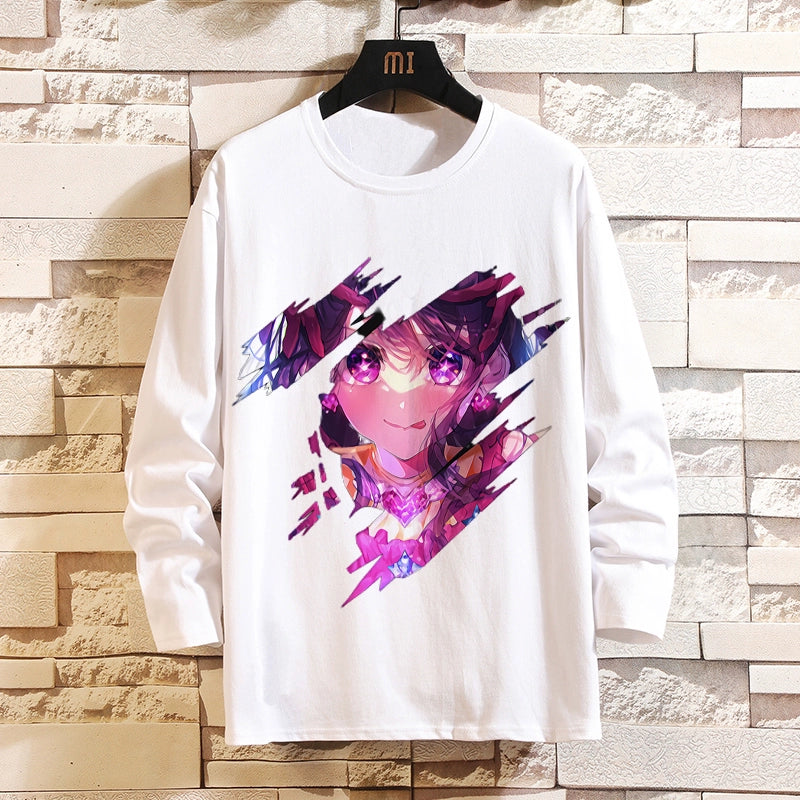 I Pushed the Kids Anime Peripheral Hoshino Ai Long-Sleeved T-Shirt with Magana Two-Dimensional Men and Women Autumn Clothes