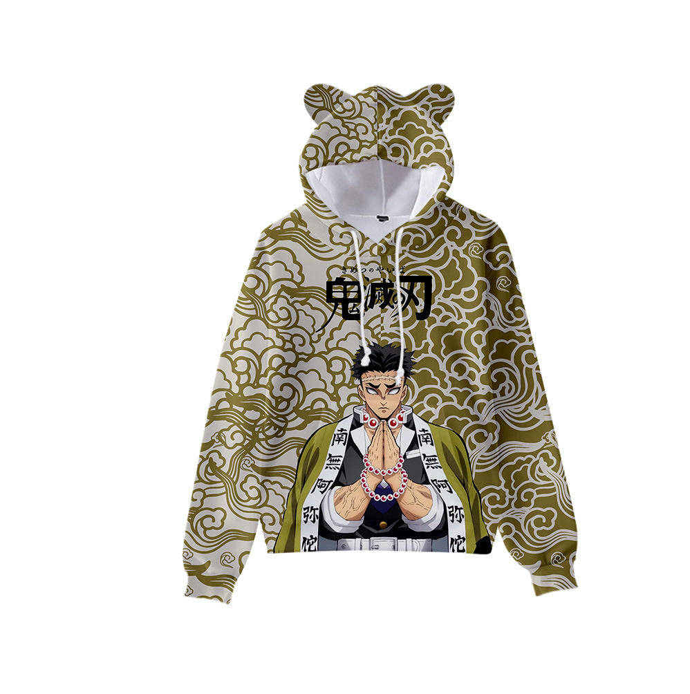 Popular Japanese comics Demon Slayer Blade series with cat ears 3D sweatshirt cos anime set casual hooded couple
