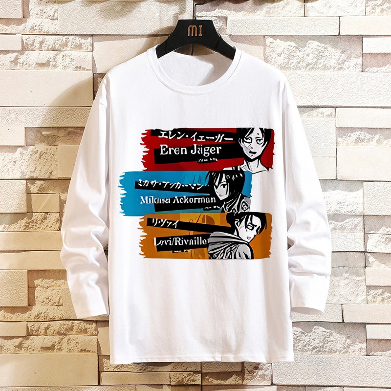 Attack on Titan Clothes Wings of Liberty Long-Sleeved T-Shirt Two-Dimensional Anime Peripheral Japanese Mens Base Shirt Autumn Outfit