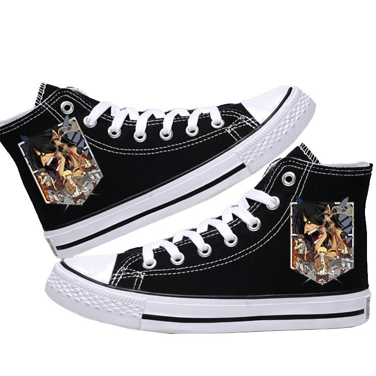 Attack on Titan High-Top Canvas Shoes  Anime Streetwear for Students & AOT Fans