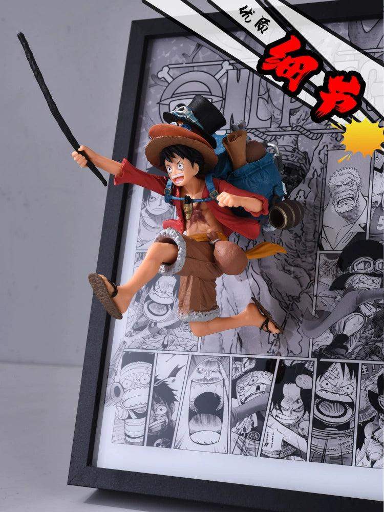 One Piece Trio Burst 3D Art  Luffy, Ace & Sabo Brotherhood Wall Decor