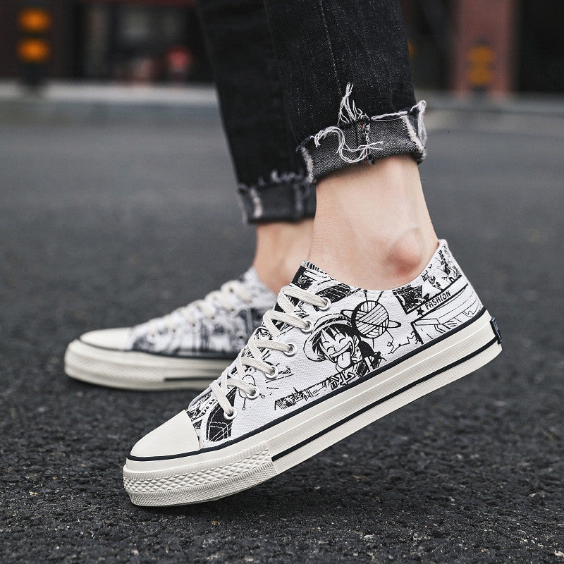 Anime Graffiti High-Top Canvas Shoes  Comic-Style Fashion Sneakers
