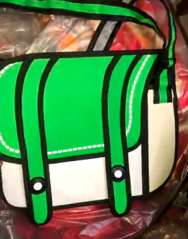 2D Cartoon Crossbody Bag  Cute Stereoscopic Anime-Style Satchel