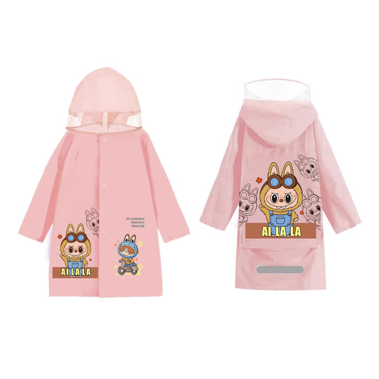 Al la la children's raincoat oversized schoolbag space cute baby exclusive whole body waterproof and fearless of wind and rain light and breathable