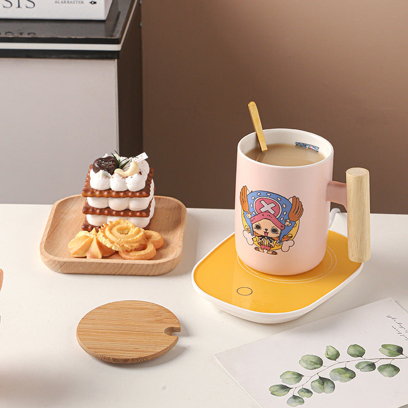 One Piece Luffy Mug with Lid & Spoon Cute Ceramic Coffee Cup Gift