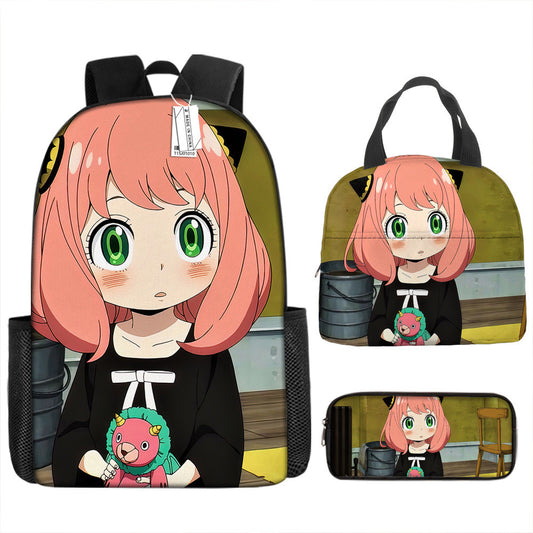 Spy Playhouse Full-Print Anime Backpack + Lunch Bag Set for Kids