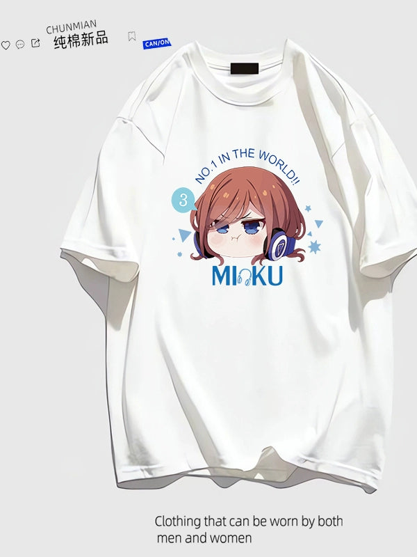 Quatile Flower Wedding Anime Peripheral Sanjiu Cotton Short-Sleeved T-Shirt Loose Casual Teen Clothes Tide Style