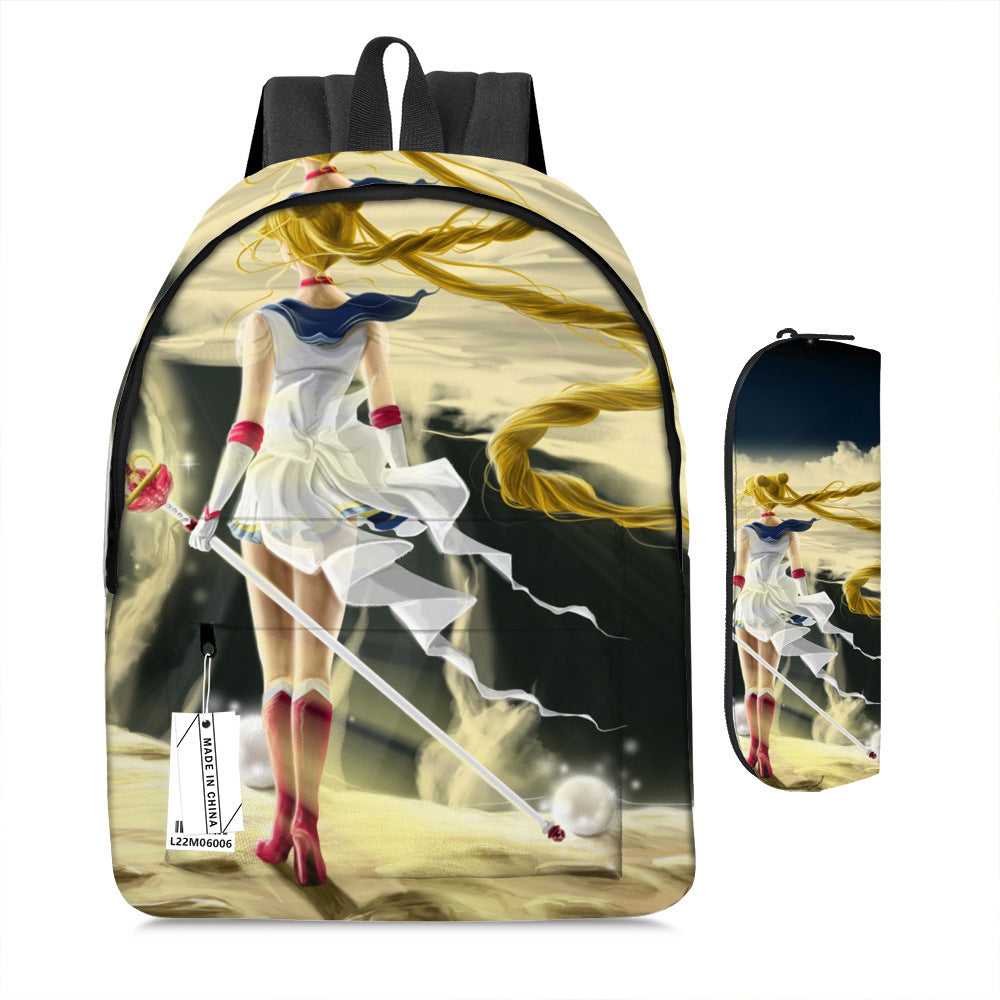 Sailor Moon Magic School Bag Set  Full Print Backpack & Pen Case (2-Piece Set)