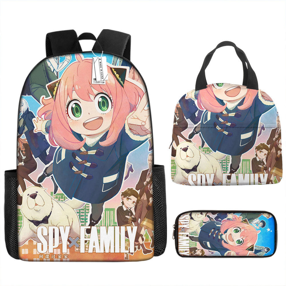 Spy Playhouse Full-Print Anime Backpack + Lunch Bag Set for Kids