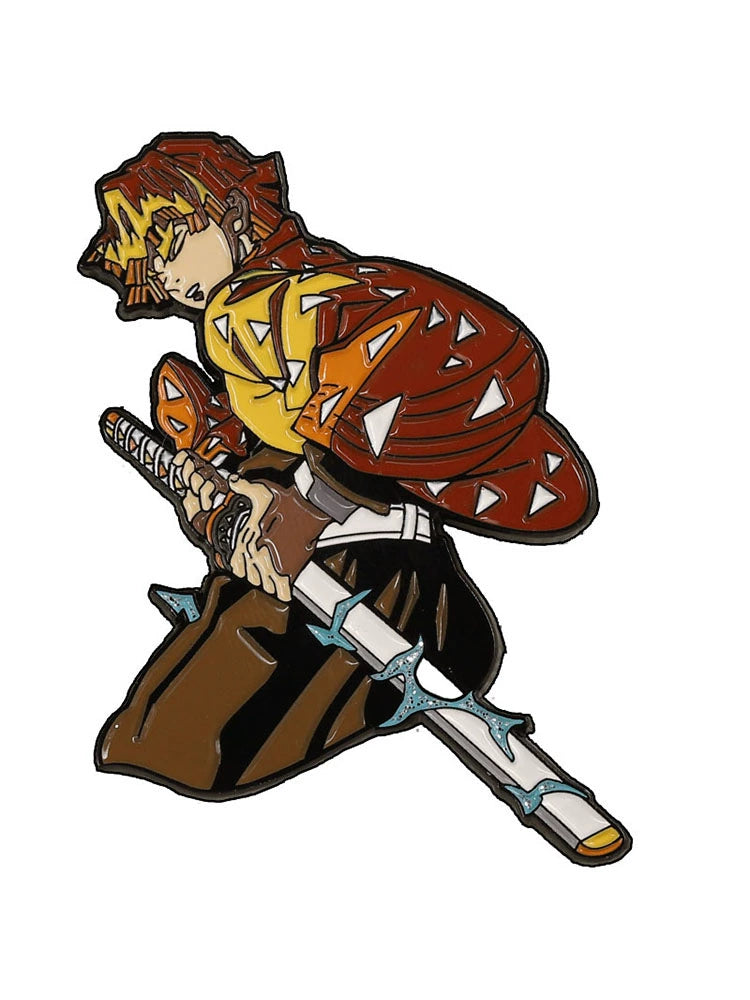Zenitsu Agatsuma Metal Brooch  FooLii Fu Ghost Blade Pin Anime Accessory