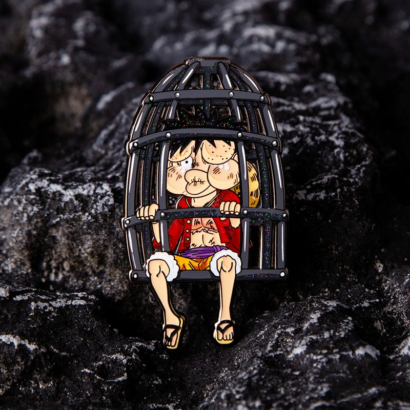 Luffy Metal Badge & Keychain Set  One Piece Anime Brooch with Gift Packaging