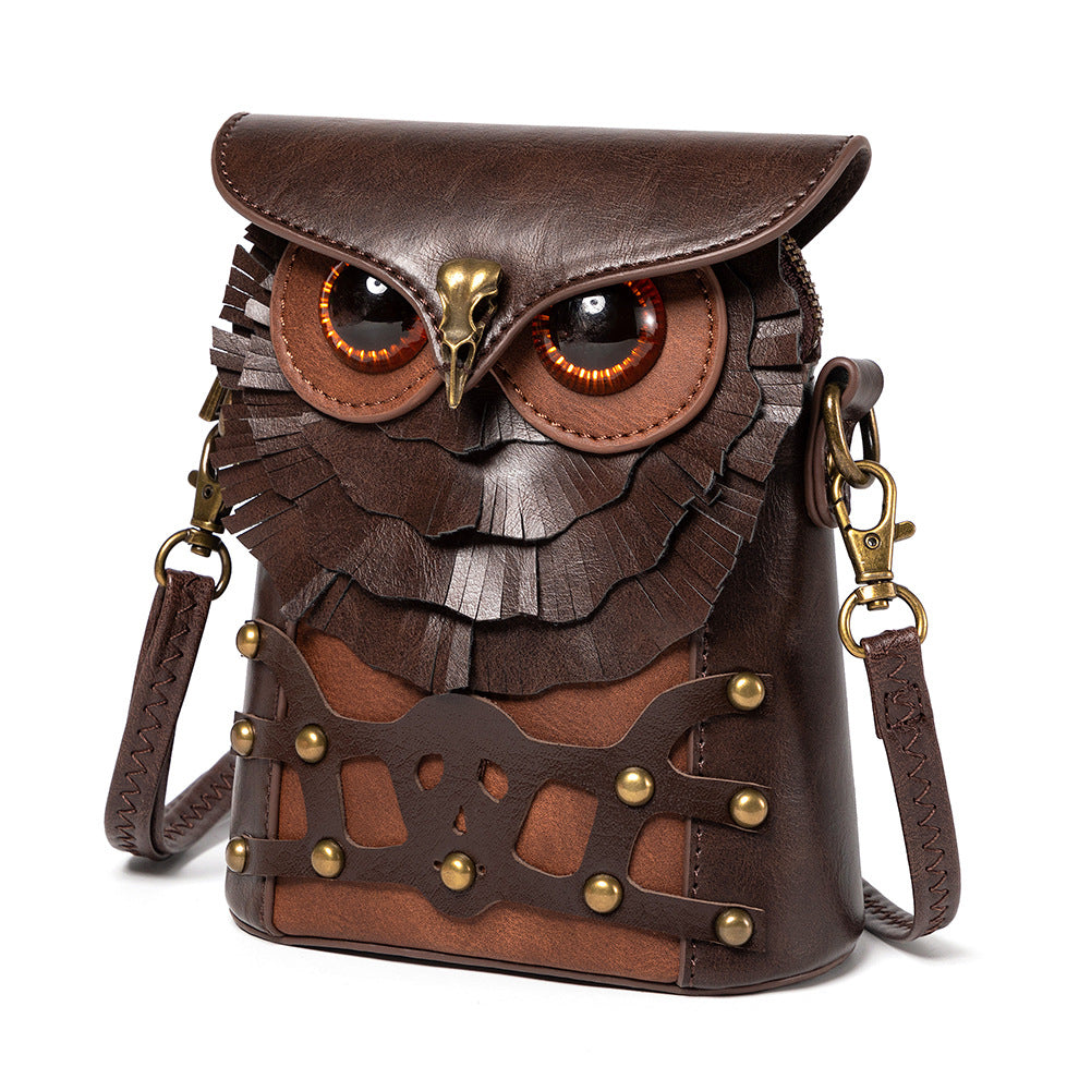Medieval steampunk women's shoulder crossbody bag creative owl MINI coin purse shoulder bag